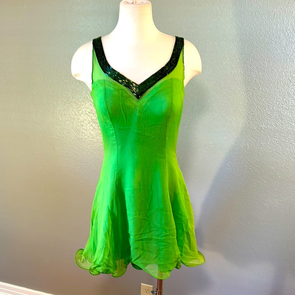 Vintage 100% silk cocktail dress with beading by Precious Formals